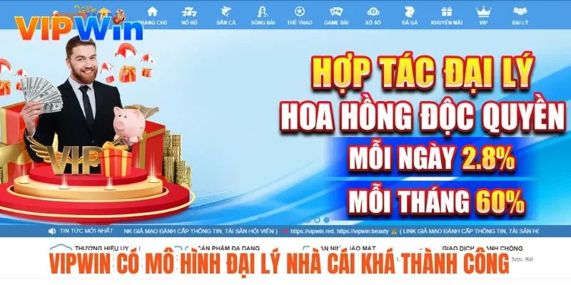 Vipwin có mô hình đại lý nhà cái khá thành công
