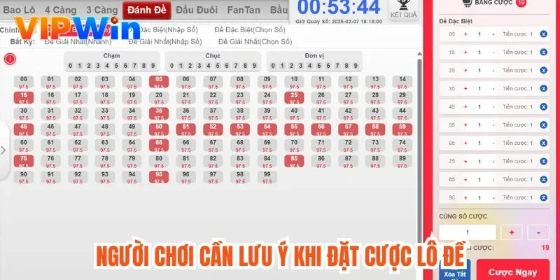 Người chơi cần lưu ý khi đặt cược lô đề