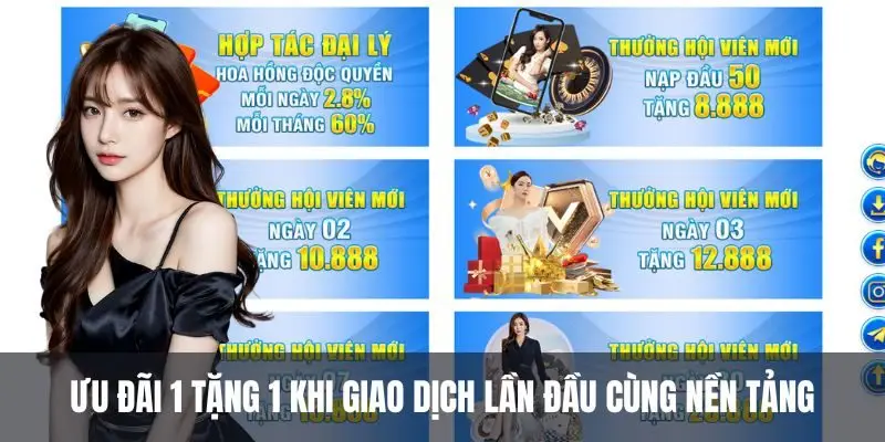 Ưu đãi 1 tặng 1 khi giao dịch lần đầu cùng nền tảng